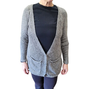 Mudd Womens Gray Oversized V-Neck Knit Cardigan Sweater Size Medium Minimalist